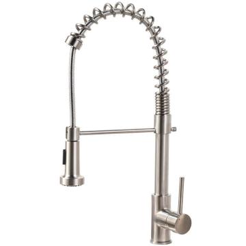Chrome Kitchen Faucet with Pull Down Sprayer - Low Lead Single Handle Spring Kitchen Sink Faucet