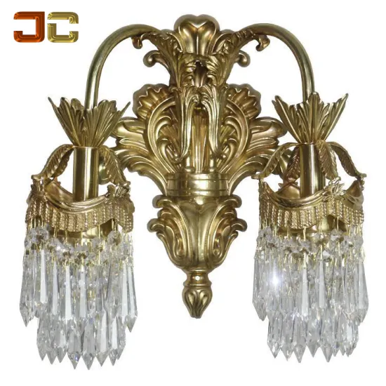 Luxury Antique Brass Wall Lamp with Crystal Drops for Hotels and Homes in Australia