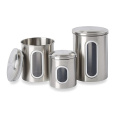 Stainless Steel Storage Can kitchen storage bin with transparent window Factory