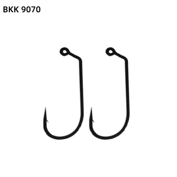 उच्च गुणवत्ता BKK 9070 2x मजबूत दौर 60 डिग्री जिग हेड हुक - खारे पानी में मछली पकड़ने का काला निकेल रंग