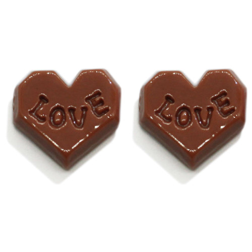 Romantic 100Pcs Heart Chocolate Resin Cabochon Beads Flatback Letter LOVE For Phone Cover Art Decor Diy Ornament Accessories