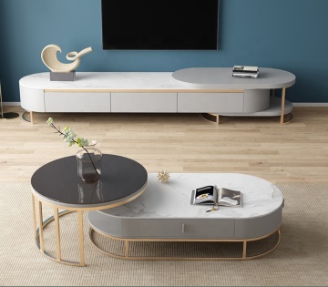 Nordic Luxury Living Room Furniture Set: Cabinet, Coffee Table, and TV Stand with Marble Storage
