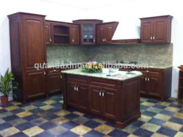 Dark Cherry Kitchen Furniture,Kitchen Cupboard with Marble Countertops