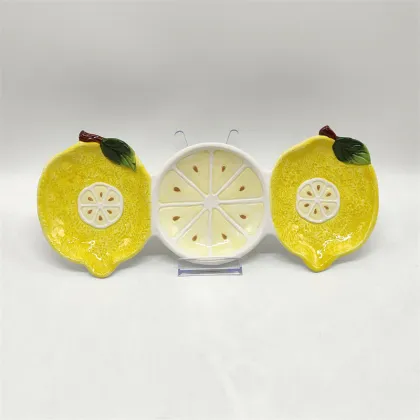 Lemon-Printed Ceramic Tea Cup Set