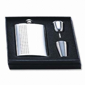 Stainless Steel Hip Flask Gift Set, OEM/ODM Orders Welcomed