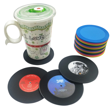 Retro -Vinyl -Rekord -Untersetzer - Custom Silicon PVC -Teetassenmatten