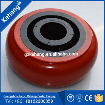 Red Heavy Duty Industrial hand trolley wheel with black PP core for castor