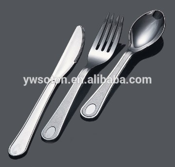 Dot Handle Silver Coated Plastic Cutlery Set Party Weeding Disposable Flatware Set