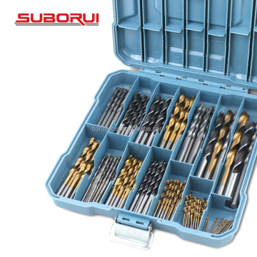 SUBORUI 130pcs HSS Steel Carbide Drill Bit Set for Wood, Metal, and Concrete