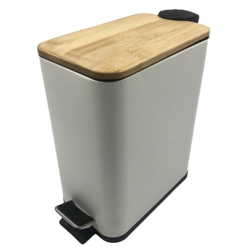 Rectangle Bamboo Lid Waste Bin