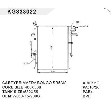 auto radiator car:MAZDA BONGO SR5AM OEM:WL63-15-200G