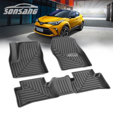 2024 Toyota C-HR OEM Replacement All Weather TPE Floor Mats - SONSANG Black Car Mats