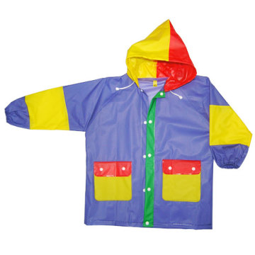 Kinder Hooded Pvc Regenbekleidung mit Tasche