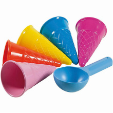 5 Sets Of Cute Ice Cream Cone Spoon Children'S Beach Toys Summer Outdoor Beach Digging Sand Play Sand Tool Net Bag Toy Gift
