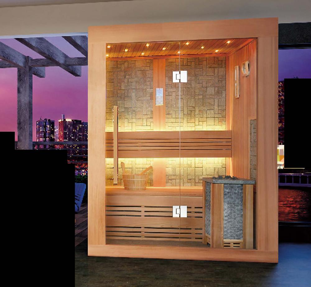 Indoor traditional dry sauna room