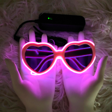 EL Heart Glow Glasses: LED Light Up Sunglasses for Christmas Party Favors Supplies