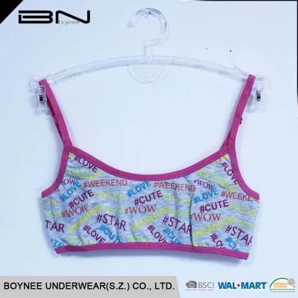 Custom printed cotton underwear top camisole simple school girls bra