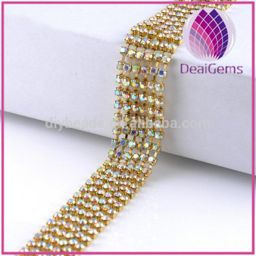 Brass chain and colorful SS18/SS20/SS22/SS24/SS28/SS38Rhinestone Cup Chain Crystal CZ