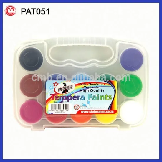 non-toxic tempera plastic box 12 types of paint colors