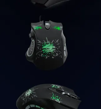 Grand New2400 DPI Wired Optical Green Warrior LED Backlight Gaming Mouse With 6 Button For Computer .