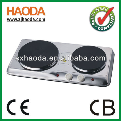 A13 Approval 2500w Electric Stainless Steel Double Hot Plate, High