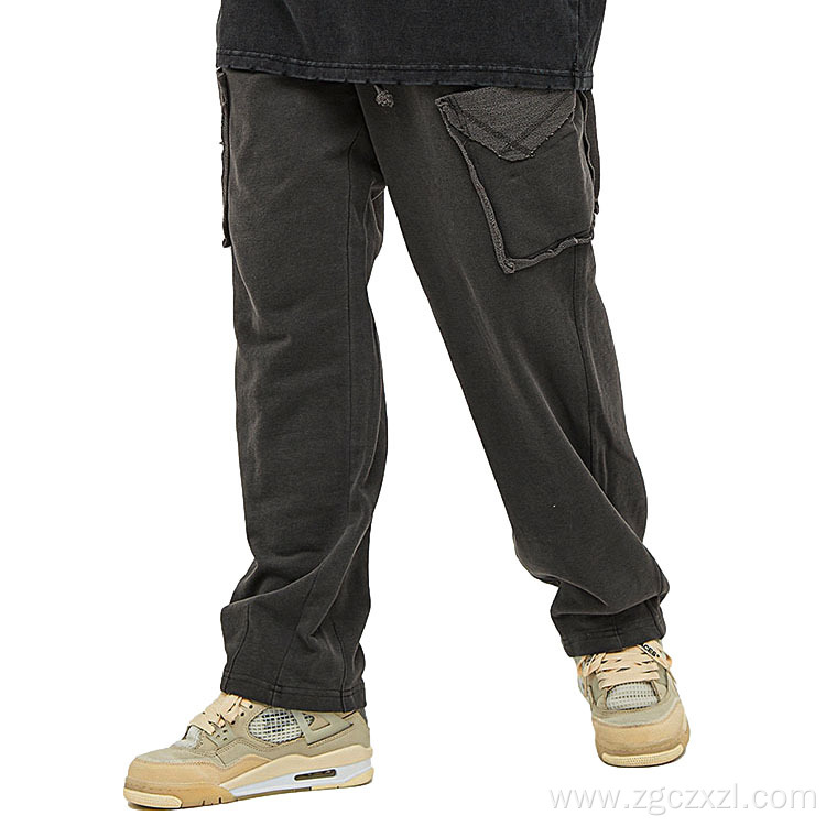 Washed loose edge wool pocket turnip pants sweatpants