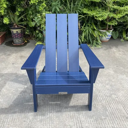 Blue High-Density Polyethylene (HDPE) Adirondack Chair for Fire Pit Table