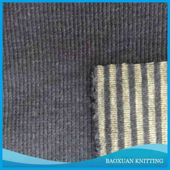 98%Cotton 2%Spandex factory price stripe print rib fabric for shirts