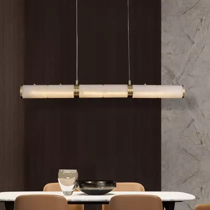 Modern Restaurant Bar Jade Lighting with Custom Alabaster Chandeliers and Pendant Lighting