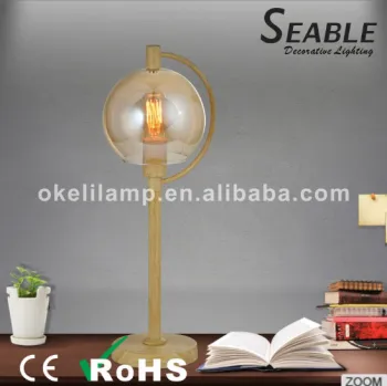 Hot style Amber color glass material shade E27 vintage led table lamp