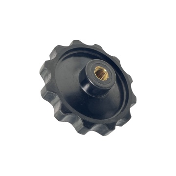 China Supplier Small Corrugated Black Bakelite Hand Wheel with Copper Female Screw