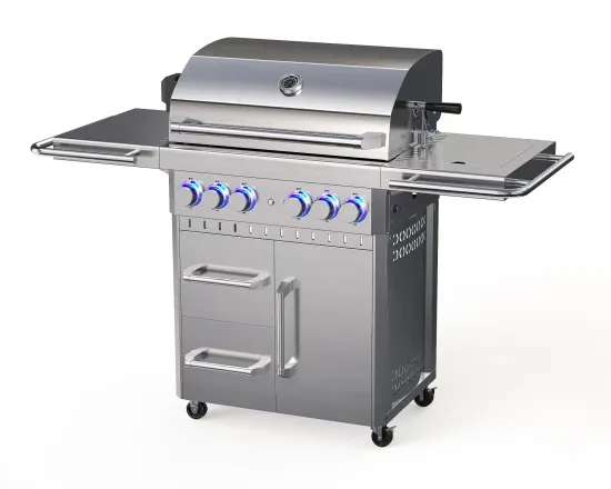 High Quality Stainless Steel BBQ Propane Gas Grill Hyde Park 4 Burners Gas Grill with Rear Grill and Side Burner