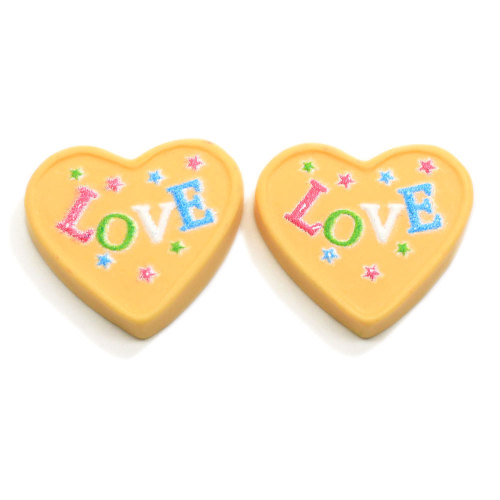 Romantic Resin Heart Cake Letter Love Flatback Cabochon Artificial Food Craft Bead Scrapbook Diy Accessory Girls Hairclip Parts