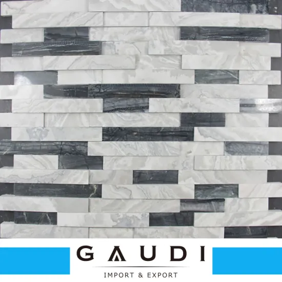 Luxury strip glass mixed stone kitchen backsplash mosaic tile