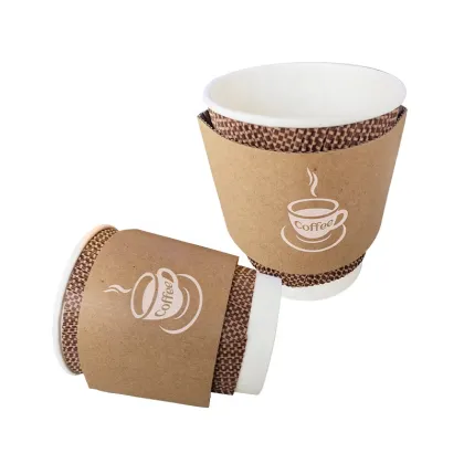 Custom Logo Brown Kraft Coffee Cup Sleeve for Hot Drinks