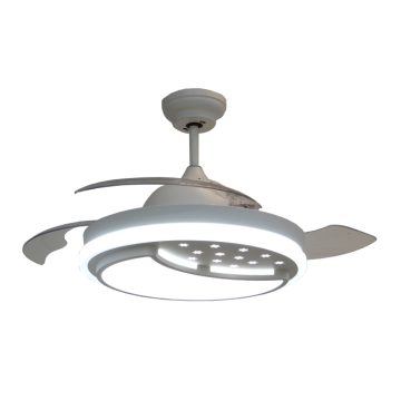 42-inch White Modern Retractable Ceiling Fan with LED