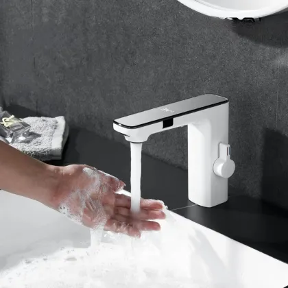 HONGDEC Temperature Display Dual Induction Basin Faucet