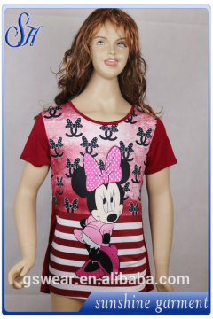 Fashion design Printing And Hot Drilling Milk Silk lady's blouse