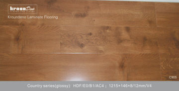 Office Glossy Laminate Flooring , E1 Waterproof Glueless Laminated Floors