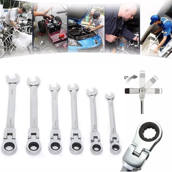 6-32mm Chrome Vanadium Flexible Head Ratchet Wrench Set