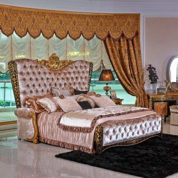 Luxury Antique Wood Bedroom Set with Matching Cabinets