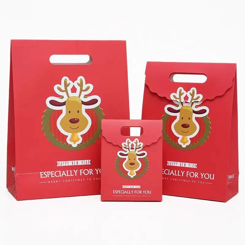 Merry Christmas Eve Gift Packaging Creative White Cardboard Christmas Gift Paper Bag