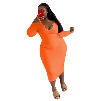 Autumn Hot Selling U-Neck Slim Fit Sexy Dress