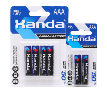 थोक OEM कस्टम उच्च प्रदर्शन कार्बन AAA 1.5V बैटरी 2blister/4blister कार्ड में