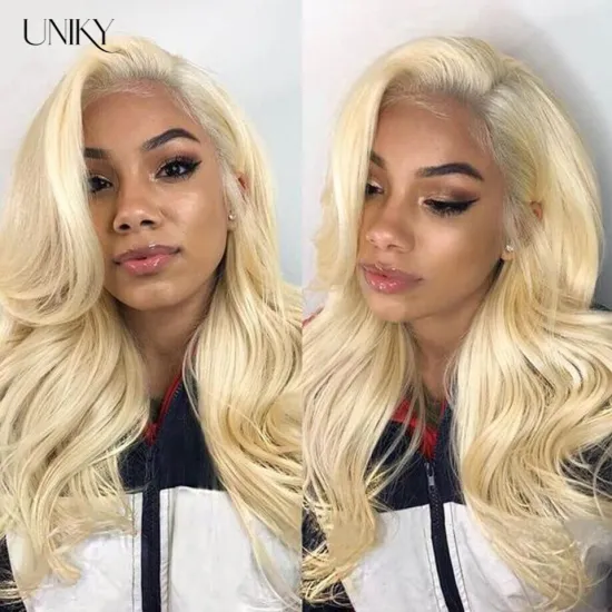 Uniky 180% Density Raw Virgin Indian Hair 13X6 613 Blonde Body Wave HD Transparent Lace Frontal Human Hair Wigs for Black Women