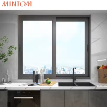 Waterproof Double Tempered Glass Thermal Break Aluminum Sliding Windows for Residential Use