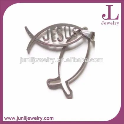 Silver Stainless Steel Jesus Pendant Christian Fish Pendant