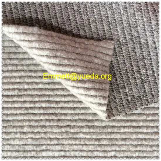 Beige colour chunky jacquard knit boiled wool fabric for overcoat