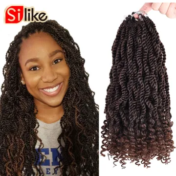 12Inches Ombre Senegalese Twist Hair for Black Women Curly Ends 3X Kinky Twist Crochet Braiding Hair Synthetic Hair Extensions