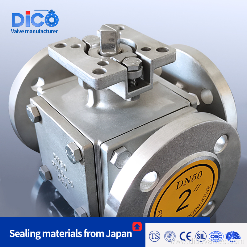 T/L Port Three Way Flange Ball Valve